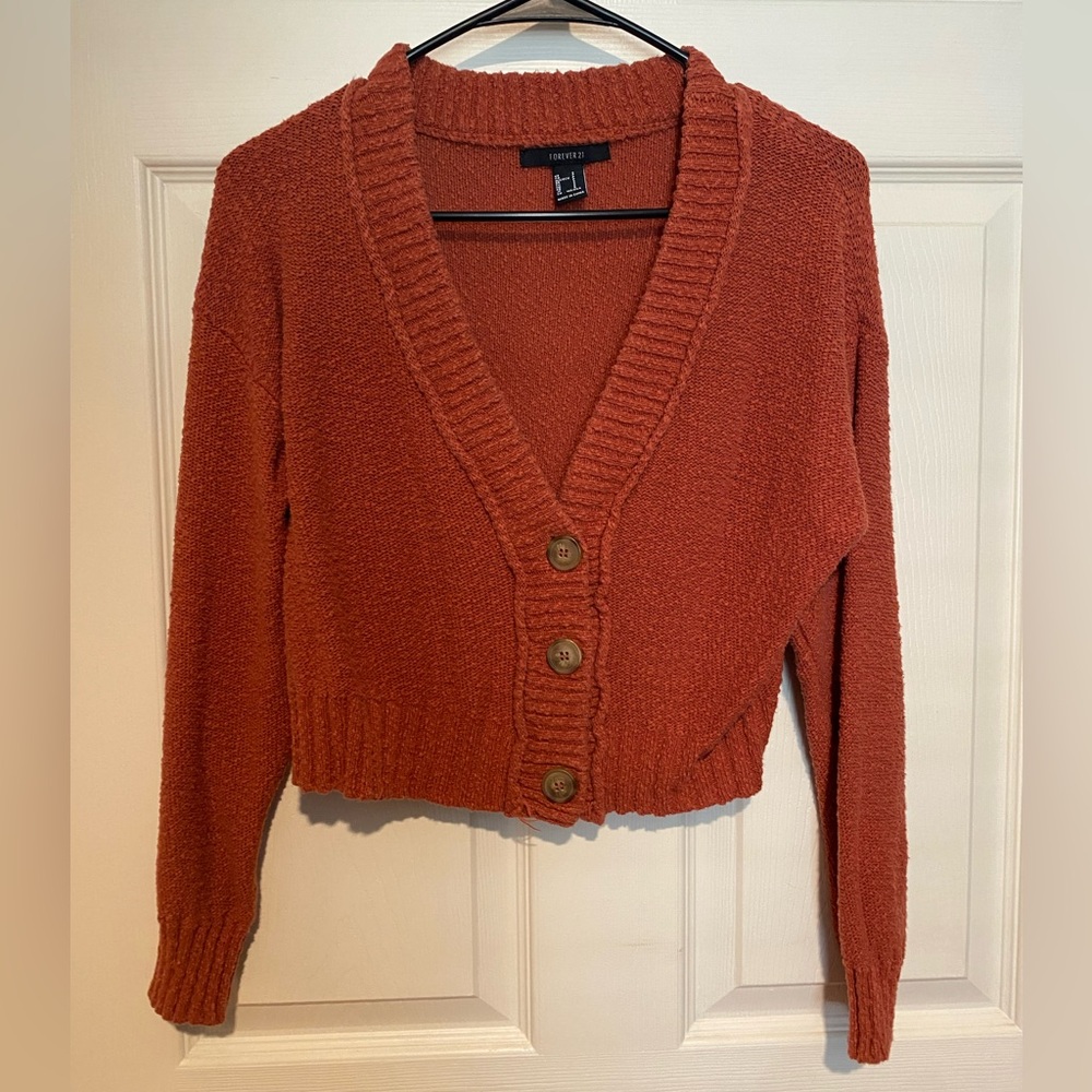Slightly Cropped Forever 21 Women's Burnt Orange Cardigan